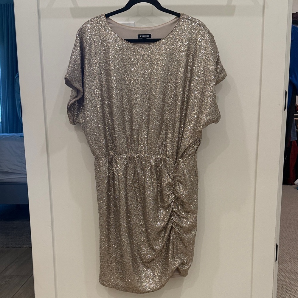 Express Gold Sequin Dress